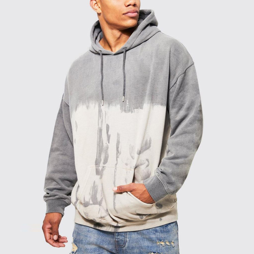 Oversized Bleach Tie Dye Skull GRraphic Hoodie – Grey